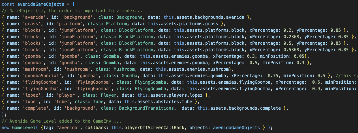 Image of the GameSetup.js File w/ xPercentage and yPercentage